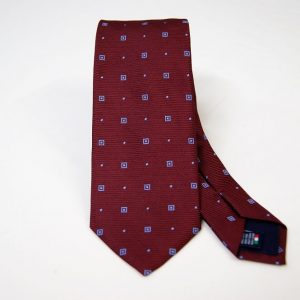 Cravatta - Jacquard – fondo bordeaux con azzurro – disegno classico - COD.N104 – seta 100% - made in Italy