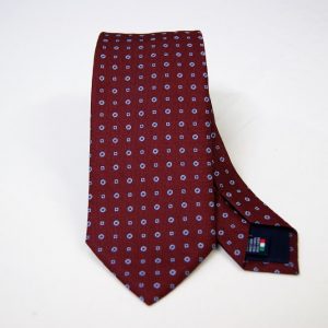 Jacquard ties – bordeaux with light blue – classic design - COD.N105 - 100% silk - made in Italy