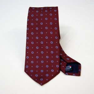 Jacquard ties – bordeaux with light blue – classic design - COD.N106 - 100% silk - made in Italy