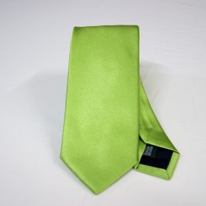 Cravatta - Jacquard – verde mela – tinta unita raso - COD.N110 – seta 100% - made in Italy