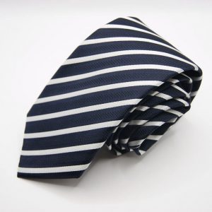 Extra-Long-Ties-Blue White-Stripe-Design-Made in Italy-Silk 100%-COD.CRX013