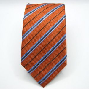 Extra-Long-Ties-Rust background-Stripe-Design-Made in Italy-Silk 100%-COD.CRX022 2