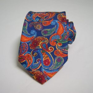 Cravatta – Settepieghe - Twill ¬– Fondo Blu – Disegno cashmere - COD.T7P019 – seta 100% - made in Italy