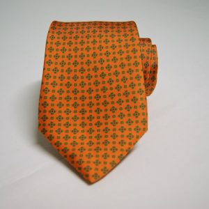 Sevenfold ties – Twill – printed - Orange background – Classic design - COD.T7P001 – 100% silk – made in Italy