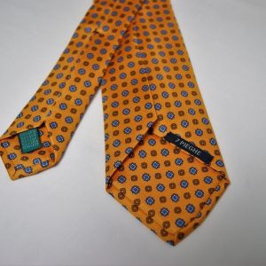 Cravatta – Settepieghe - Twill ¬– Fondo Arancione – Disegno classico - COD.T7P002 – seta 100% - made in Italy 2