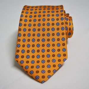 Sevenfold ties – Twill – printed - Orange background – Classic design - COD.T7P002 – 100% silk – made in Italy