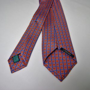 Cravatta – Settepieghe - Twill ¬– Fondo Arancione – Disegno classico - COD.T7P003 – seta 100% - made in Italy 2