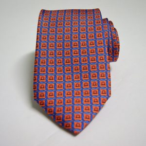 Cravatta – Settepieghe - Twill ¬– Fondo Arancione – Disegno classico - COD.T7P003 – seta 100% - made in Italy