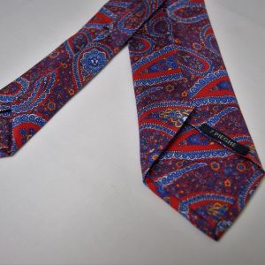 Sevenfold ties – Twill – printed - Red background – Cashmere design - COD.T7P006 – 100% silk – made in Italy 2
