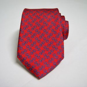 Cravatta – Settepieghe - Twill ¬– Fondo Rosso – Disegno classico - COD.T7P008 – seta 100% - made in Italy