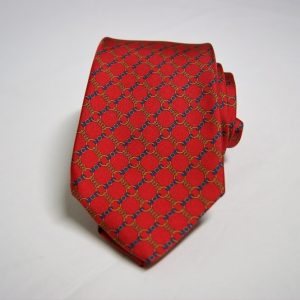 Cravatta – Settepieghe - Twill ¬– Fondo Rosso – Disegno classico - COD.T7P009 – seta 100% - made in Italy