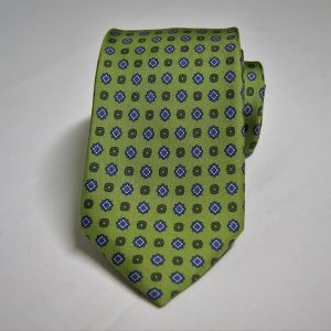 Sevenfold ties – Twill – printed – Green background – Classic design - COD.T7P023 – 100% silk – made in Italy