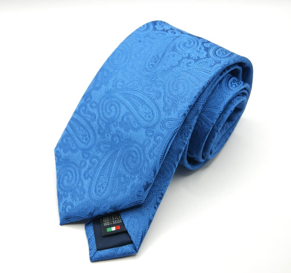 TigerTie Security Cravatte di seta di raso - blu azzurro uni elasticizzato - Cravatta in seta