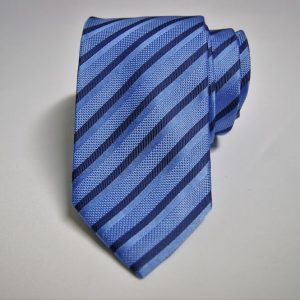 Cravatta –- Jacquard ¬– Fondo Azzurro – Rigato - COD.N128 – seta 100% - made in Italy