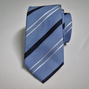 Cravatta –- Jacquard ¬– Fondo Azzurro – Rigato - COD.N130 – seta 100% - made in Italy