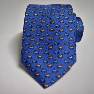 Twill Ties – Avion background – Animals design – Horse - COD.N138 – 100% silk – made in Italy