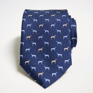 Cravatta – Twill ¬– Fondo Blu – Disegno Animaletti – Cane - COD.N141 – seta 100% - made in Italy