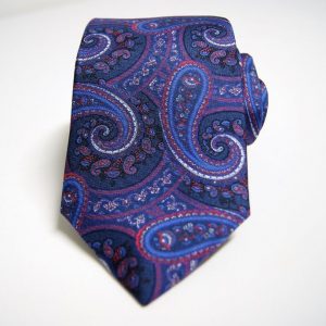 Cravatta – Twill ¬– Fondo Blu – Disegno Cashmere - COD.N146 – seta 100% - made in Italy