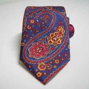 Cravatta – Twill ¬– Fondo Blu – Disegno Cashmere - COD.N147 – seta 100% - made in Italy