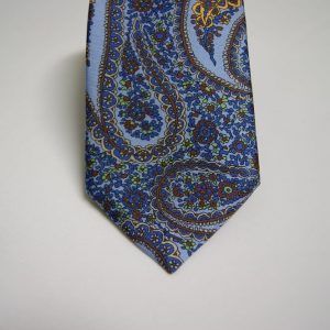 Cravatta – Twill ¬– Fondo Azzurro – Disegno Cashmere - COD.N144 – seta 100% - made in Italy 2