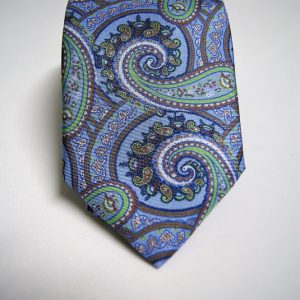 Cravatta – Twill ¬– Fondo Azzurro – Disegno Cashmere - COD.N145 – seta 100% - made in Italy 2