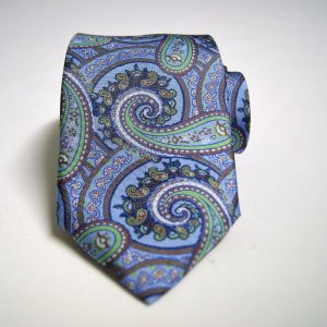 Cravatta – Twill ¬– Fondo Azzurro – Disegno Cashmere - COD.N145 – seta 100% - made in Italy