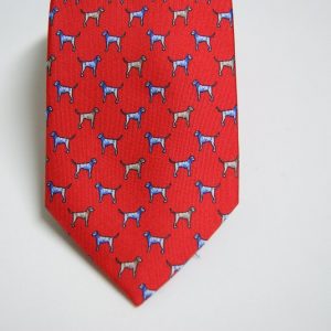 Twill Ties – Red background – Animals design – Dog - COD.N142 – 100% silk – made in Italy 2