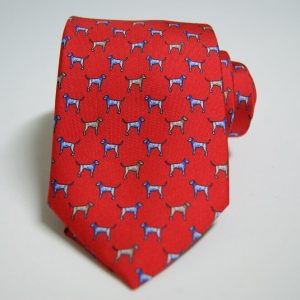 Twill Ties – Red background – Animals design – Dog - COD.N142 – 100% silk – made in Italy