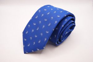 Jacquard Ties – Electric Blue Background – Cashmere Design - COD.N164 – 100% silk – made in Italy