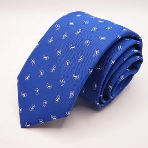 Cravatta – Jacquard ¬– Fondo Blu Elettrico – Disegno Cashmere - COD.N164 – seta 100% - made in Italy