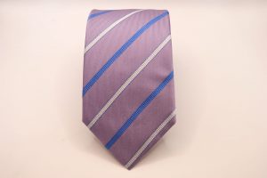 Jacquard Ties – Liliac Background – Stripe Design - COD.N159 – 100% silk – made in Italy 2