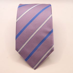 Jacquard Ties – Liliac Background – Stripe Design - COD.N159 – 100% silk – made in Italy 2