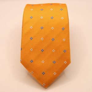 Cravatta – Jacquard ¬– Fondo Arancione – Disegno Classico - COD.N154 – seta 100% - made in Italy 2