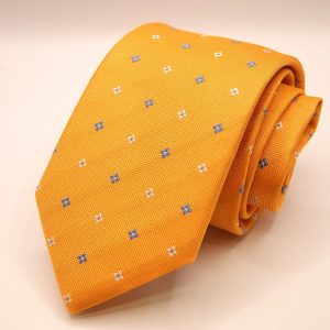 Jacquard Ties – Orange Background – Classic Design - COD.N154 – 100% silk – made in Italy