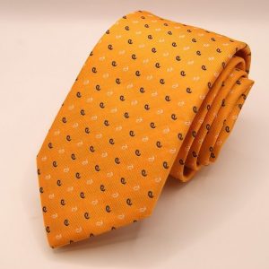 Jacquard Ties – Orange Background – Classic Design - COD.N155 – 100% silk – made in Italy