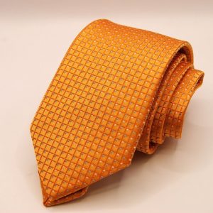 Cravatta – Jacquard ¬– Fondo Arancione – Disegno Classico - COD.N156 – seta 100% - made in Italy