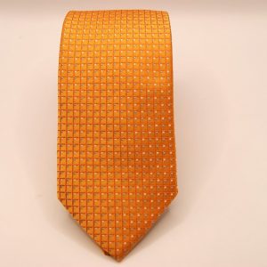 Cravatta – Jacquard ¬– Fondo Arancione – Disegno Classico - COD.N156 – seta 100% - made in Italy 2