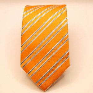 Cravatta – Jacquard ¬– Fondo Arancione – Disegno Rigato - COD.N158 – seta 100% - made in Italy 2