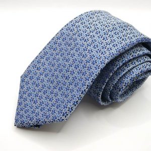Cravatta-Settepieghe-Fondo Azzurro -Disegno Classico -Made in Italy-Seta 100%-COD.7P035