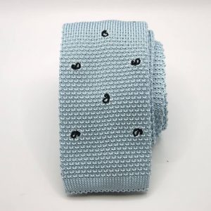 Knitted Ties – Classic design – Light blue -Blue - COD.MU010 – 100% silk – made in Italy