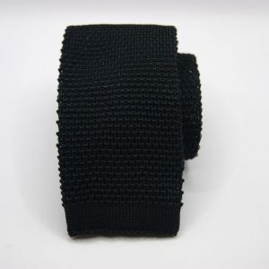 Knitted Ties – Unicolor – Black - COD.MU008 – 100% silk – made in Italy