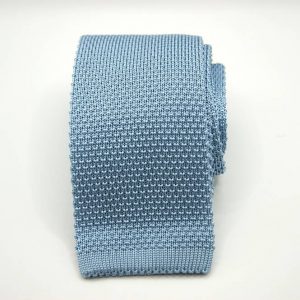 Knitted Ties – Unicolor – Light Blue - COD.MU002 – 100% silk – made in Italy