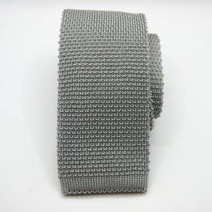 Knitted Ties – Unicolor – Light Gray - COD.MU001 – 100% silk – made in Italy
