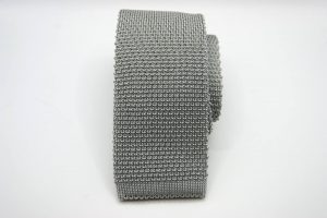 Knitted Ties – Unicolor – Light Gray - COD.MU001 – 100% silk – made in Italy