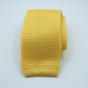Knitted Ties – Unicolor – Yellow - COD.MU006 – 100% silk – made in Italy