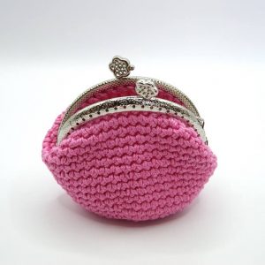 Crochet Coin Purse Pink Handmade cm.8x6 Cotton 100% Made in Italy COD.PTM005