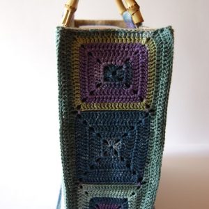 Multicolor Bag - Woman - Bamboo Handle - Cotton 100% - Made in Italy – COD.BOB001 2