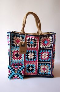 Multicolor Bag - Woman - Juta Handle - Cotton 100% - Made in Italy – COD.BOJ001