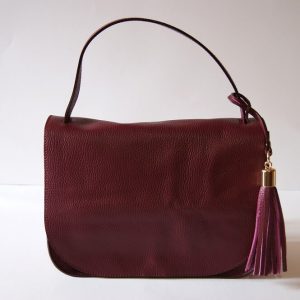 Unicolor Bag Bordeaux- Woman - Leather 100% - Made in Italy – COD.605B