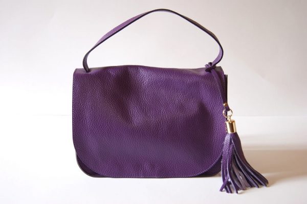 Purple leather purse w/ - Gem